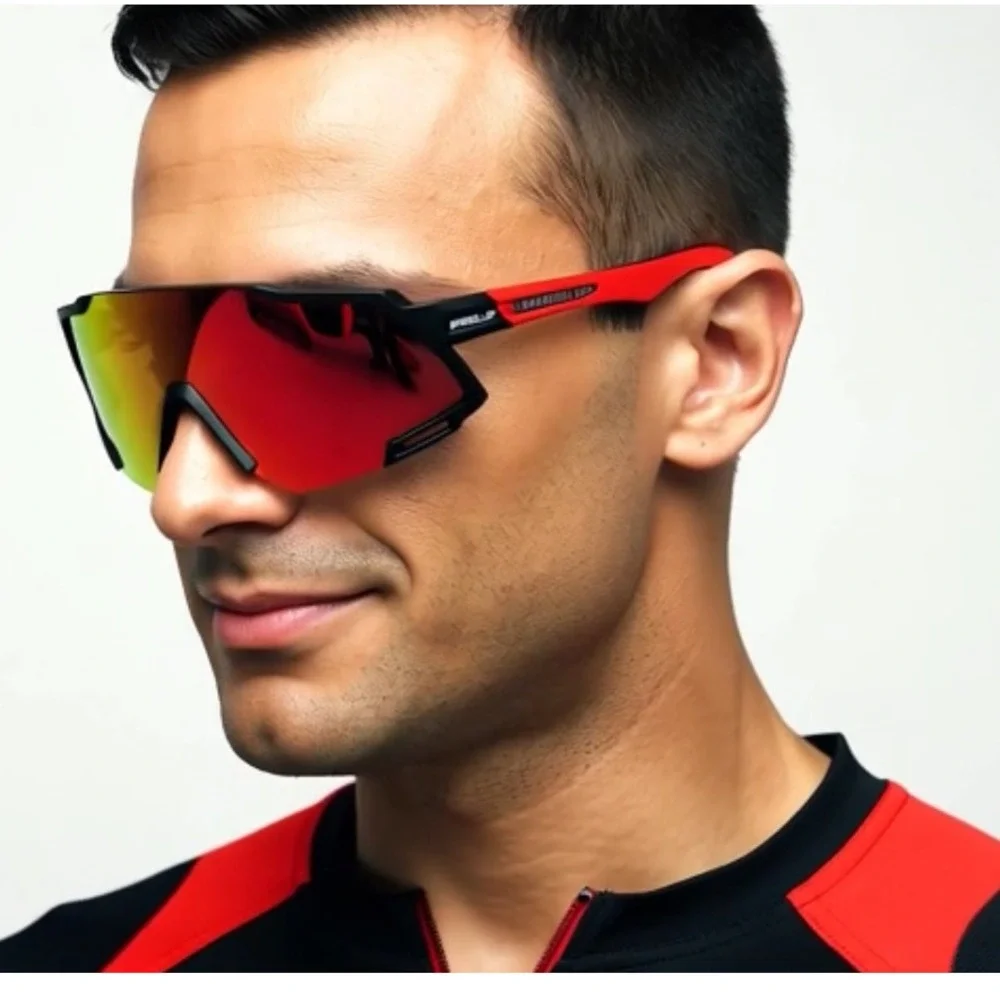 Sunglasses‎ Red Mirror Lens Sports Windproof UV Protection Bike Glasses Lentes